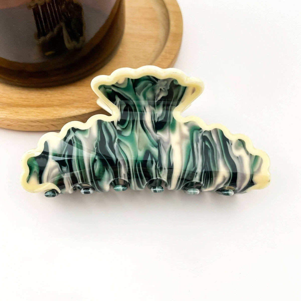 Wavy Edge Acetate Hair Claw Clip, Stylish Marble Design