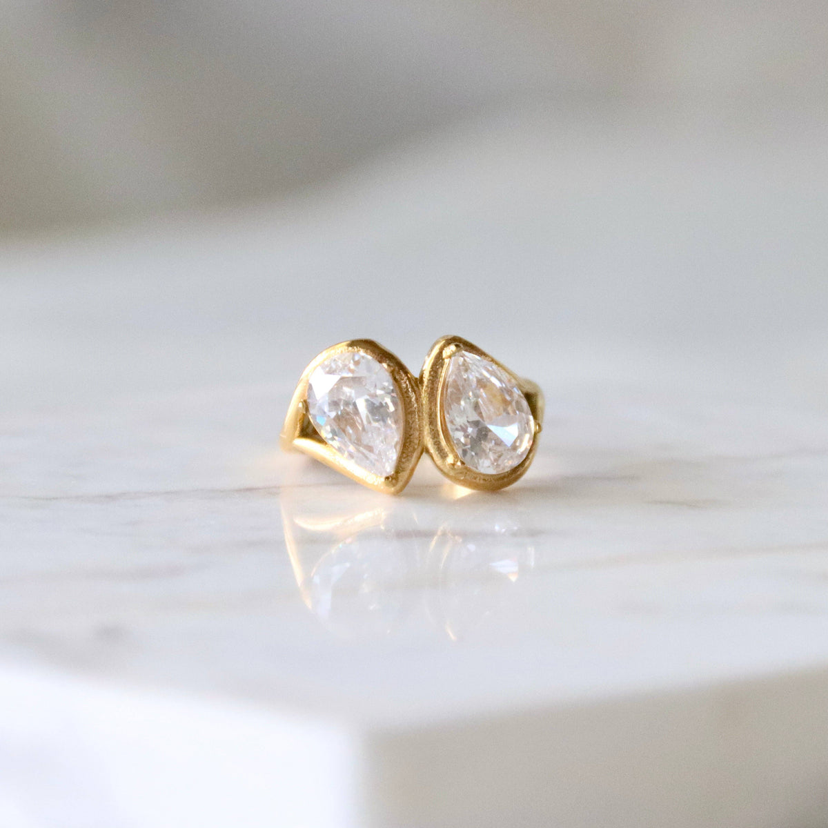 CZ Duo Pear Ring