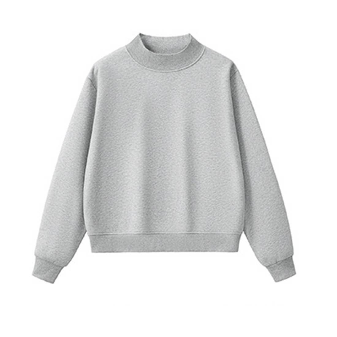 Gray Fleece-Lined Mock Neck Sweatshirt