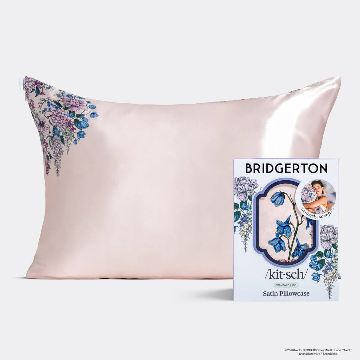 Bridgerton x Kitsch Satin Pillowcase in Wisteria