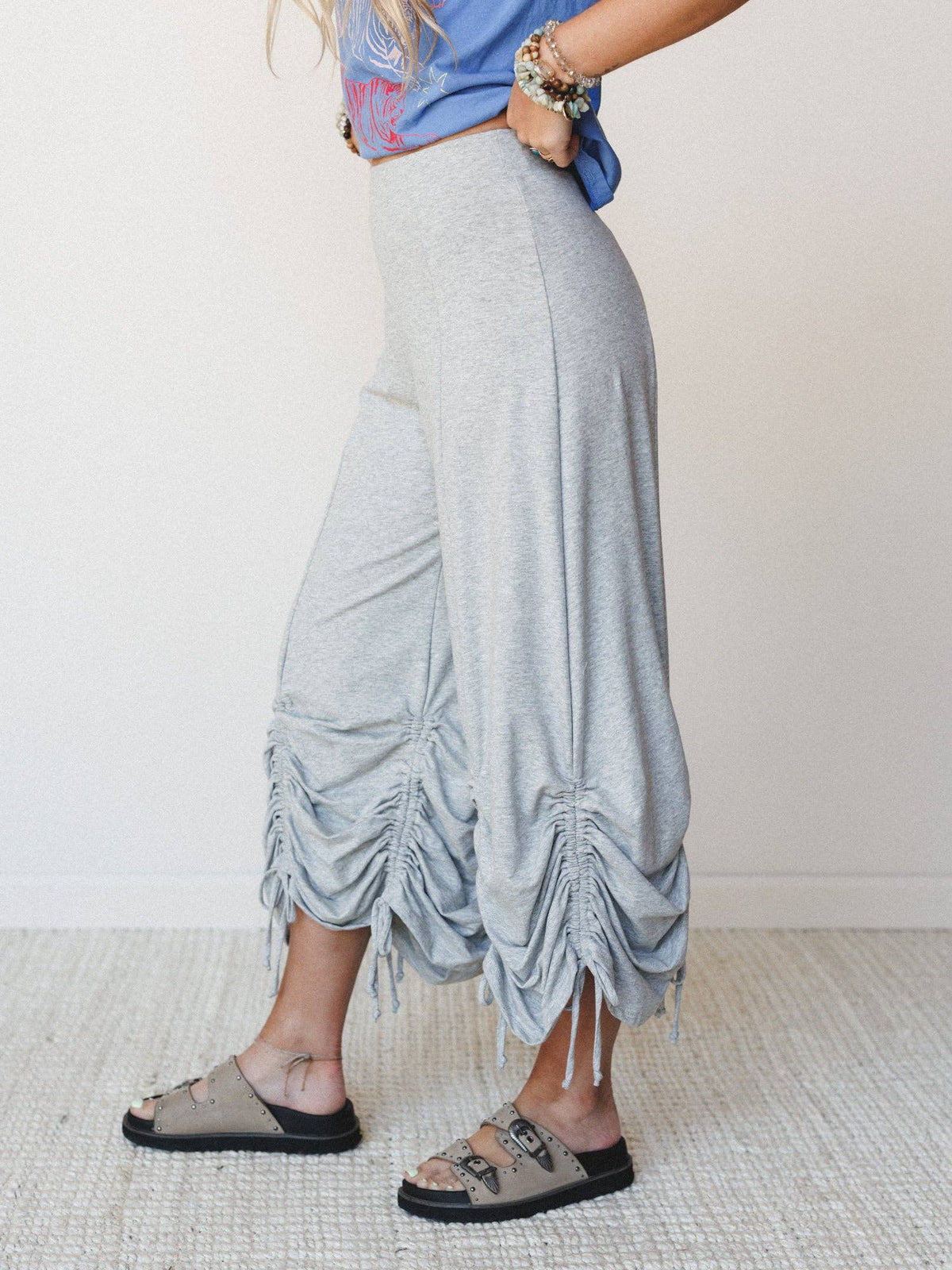 Jayde Drawstring Pants - Heather Gray