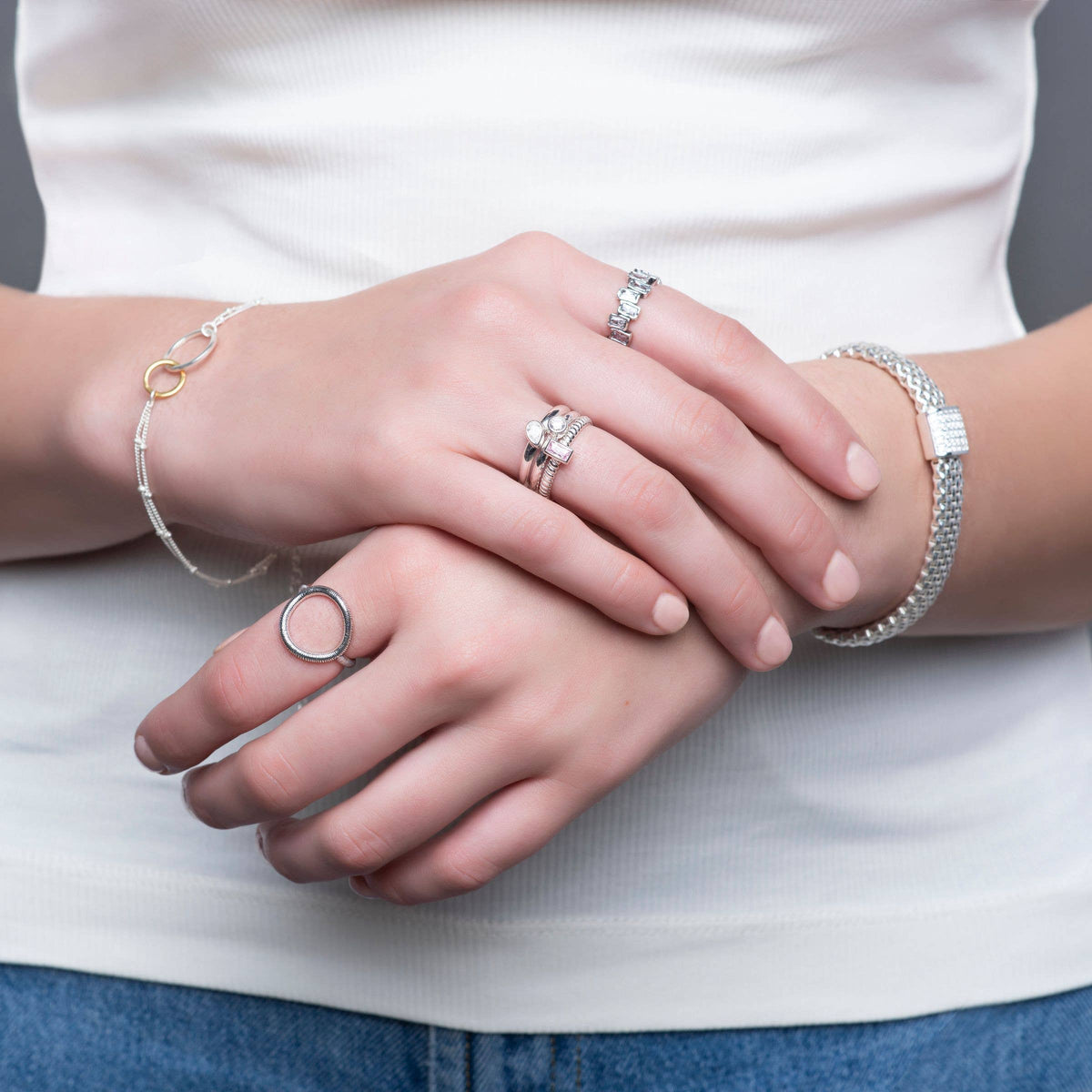 Silpada The Little Things Cubic Zirconia Ring in Silver Size 8