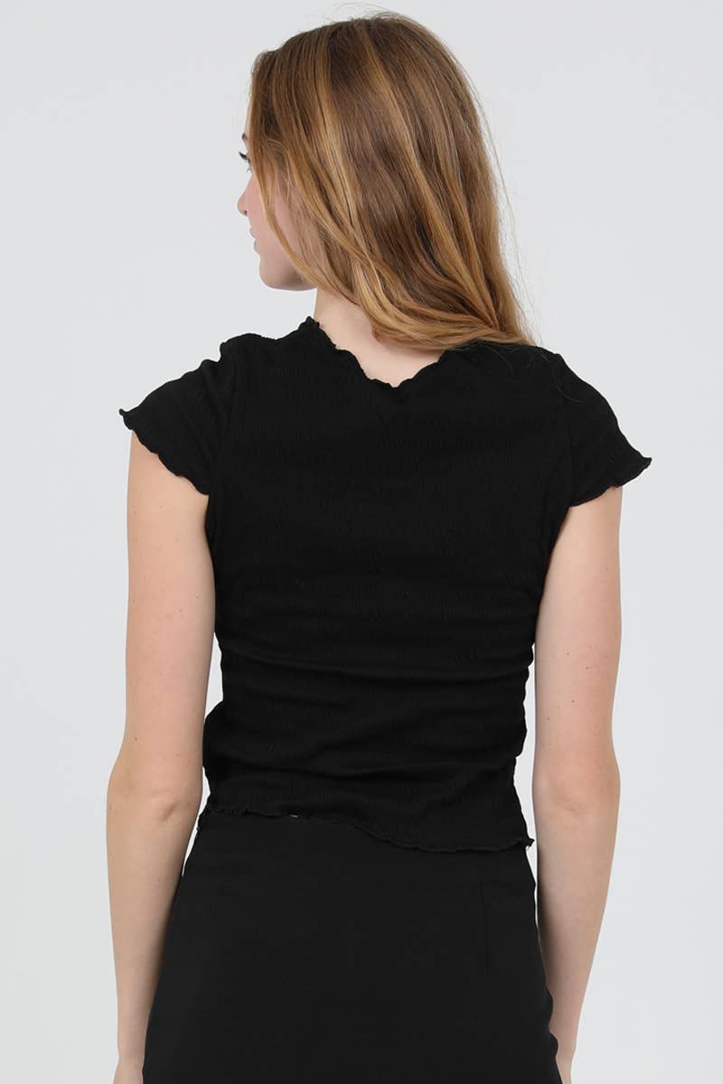 V-Neck Lettuce Edge Baby Tee