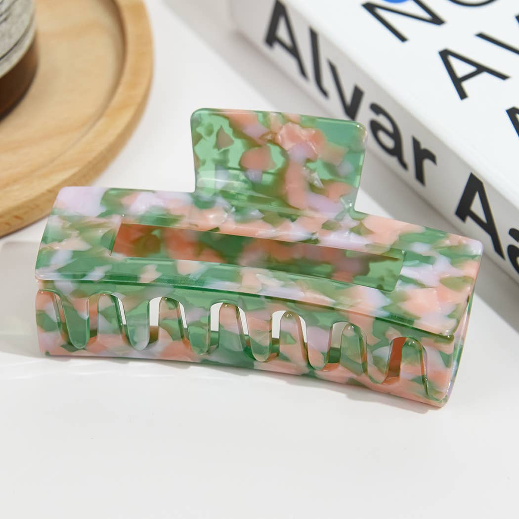 Vintage Oversized Square Acetate Claw Clip, Eco-Friendly