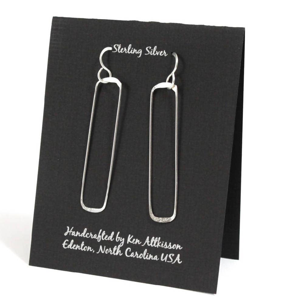 Sterling Silver Earrings Skinny Rectangle