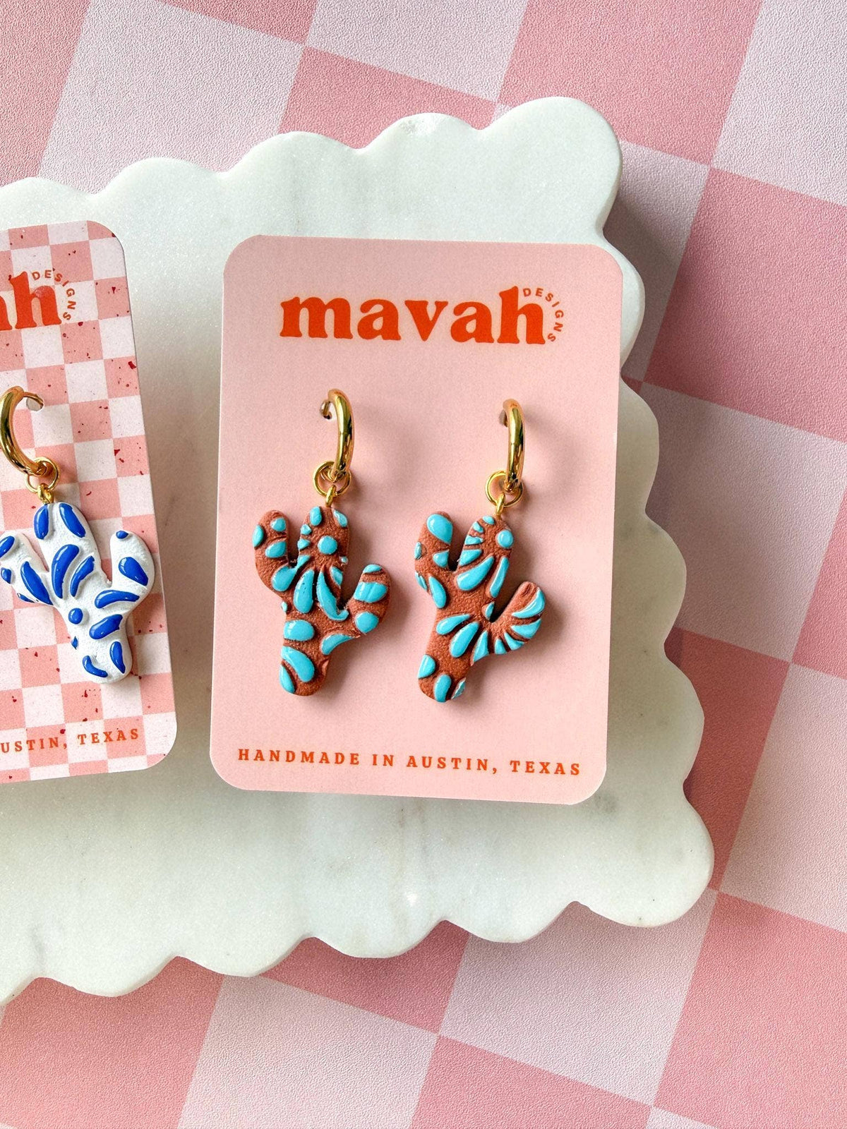 Talavera Inspired Cactus Dangles