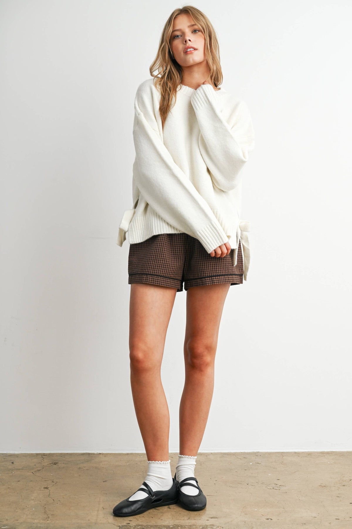 Tie Split-Hem Crewneck Long Sleeve Top - BMW7900