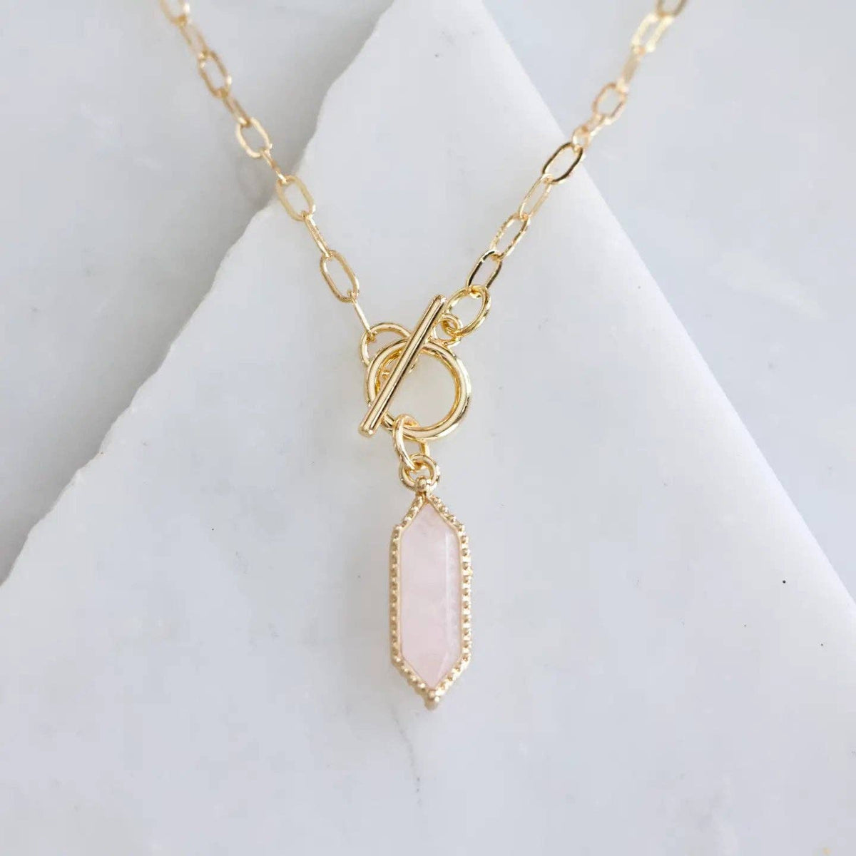 Amethyst, Quartz, Rose Quartz Toggle Necklace