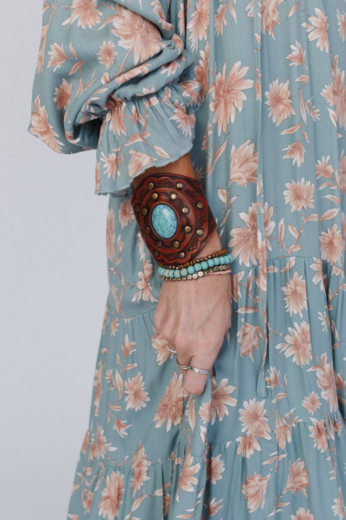 Trending Gift: Aegean Boho Leather Cuff Bracelet - Brown