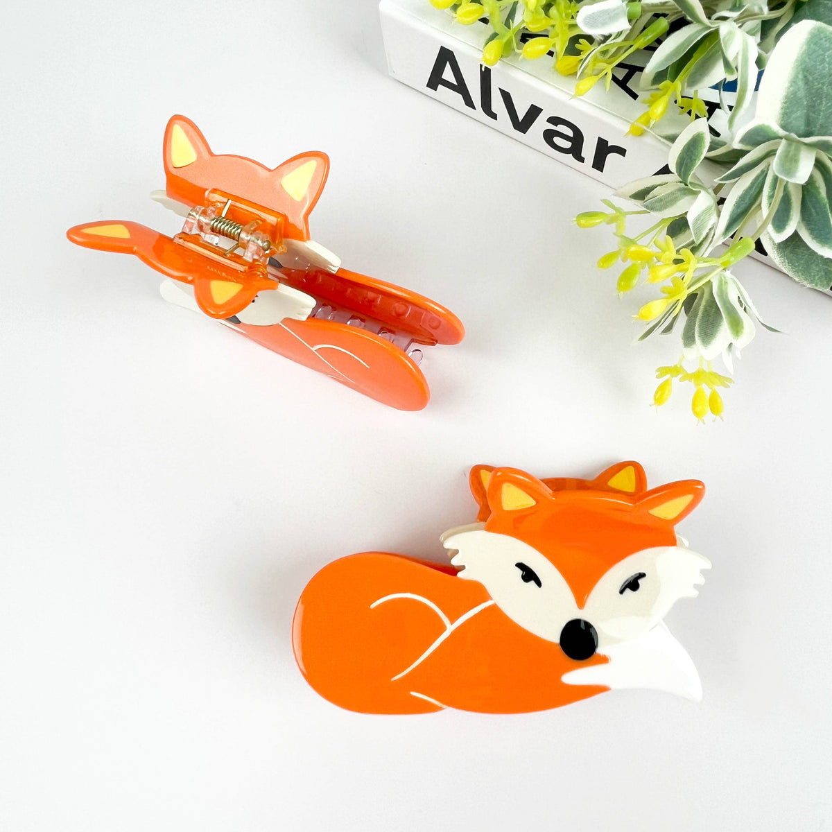 Orange Fox Hair Clip, Acetate Claw Hair Clip
