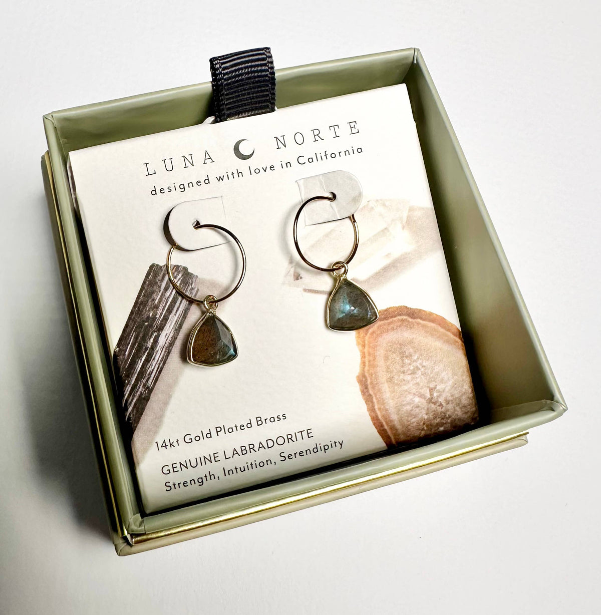 Labradorite Triangle Mini Hoop Earrings