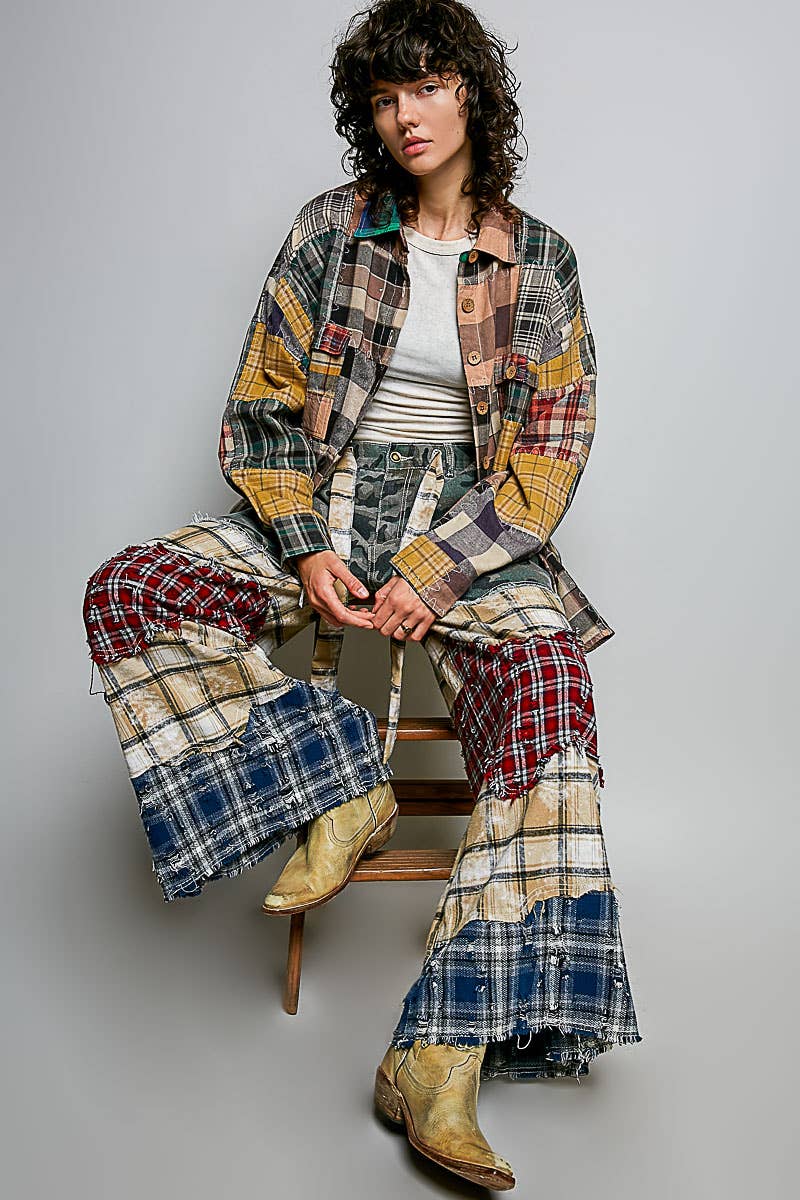Asymmetrical Patchwork Twill Pants