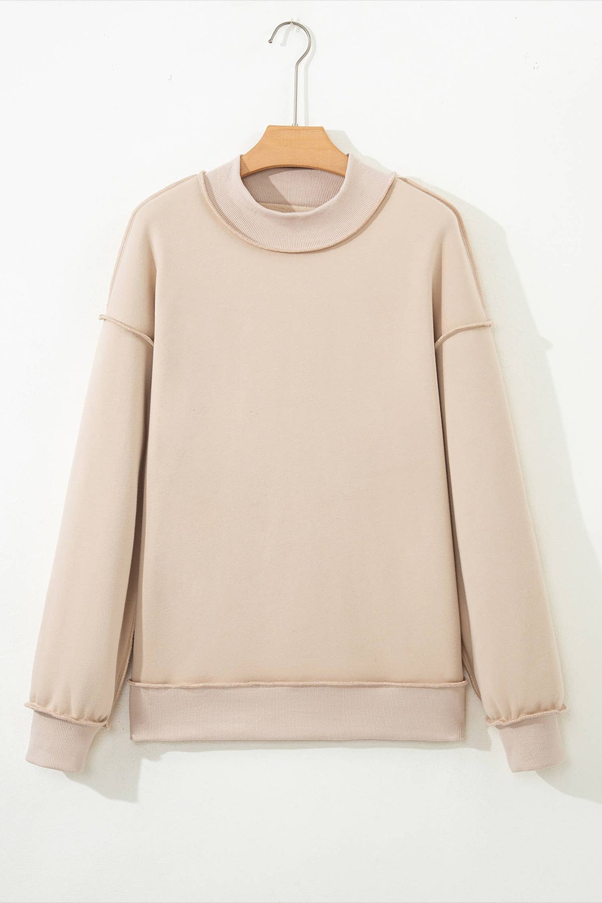 Reversible Mock Neck Drop Shoulder Sweatshirt