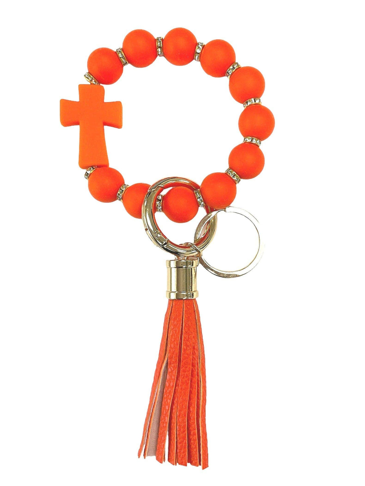 Silicone Beaded Cross Keychain Bracelet