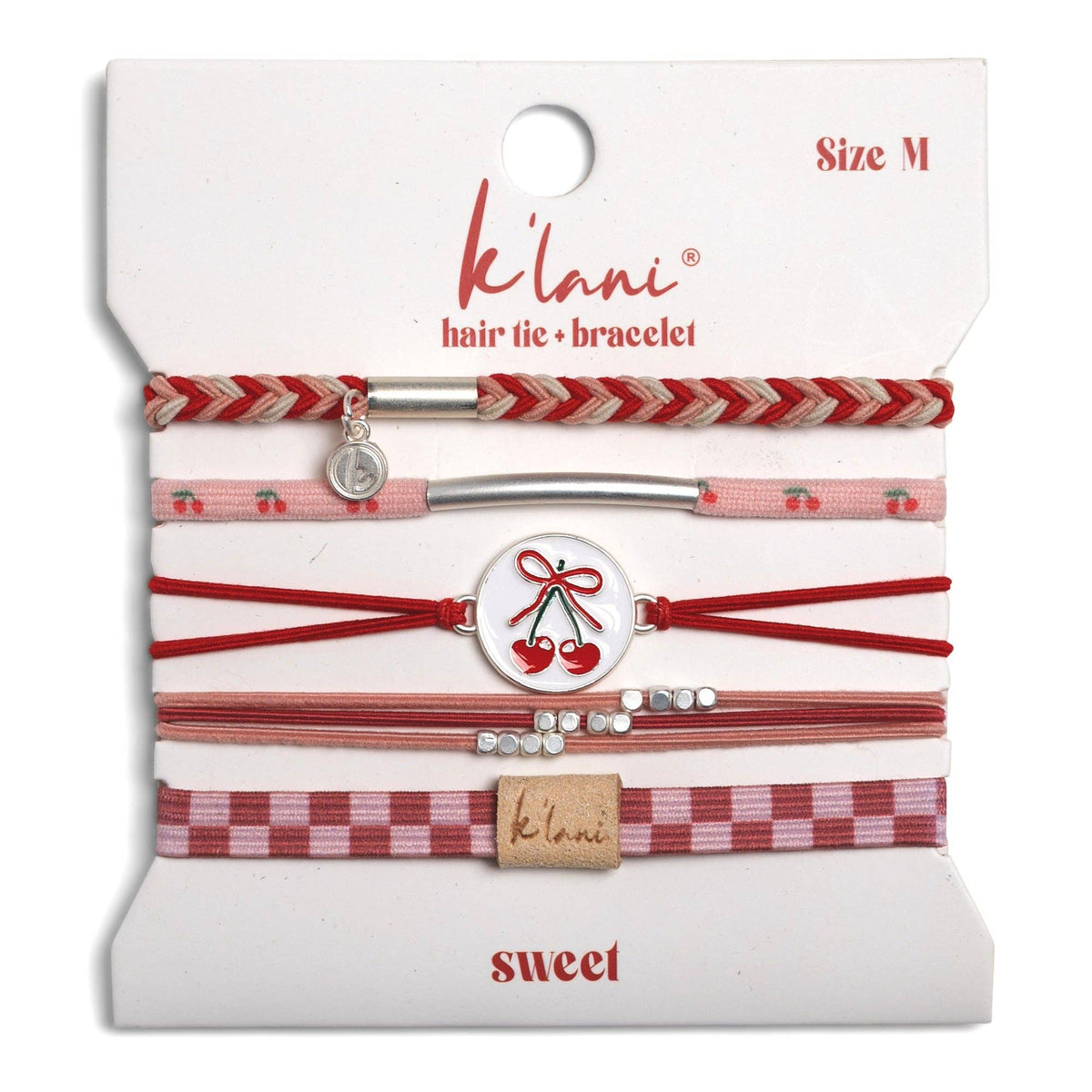 "Sweet" Pink Cherry Hair Tie Bracelets