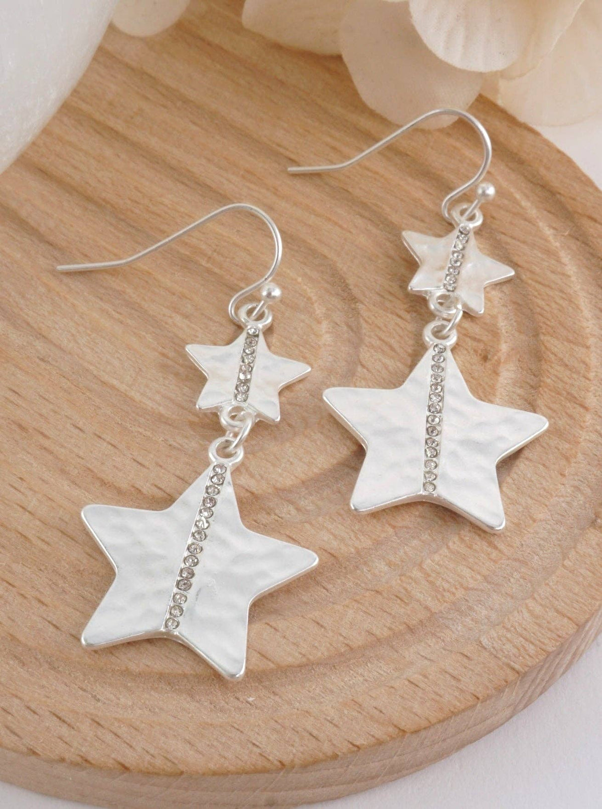 Starlight Hammered Crystal Drop Earrings