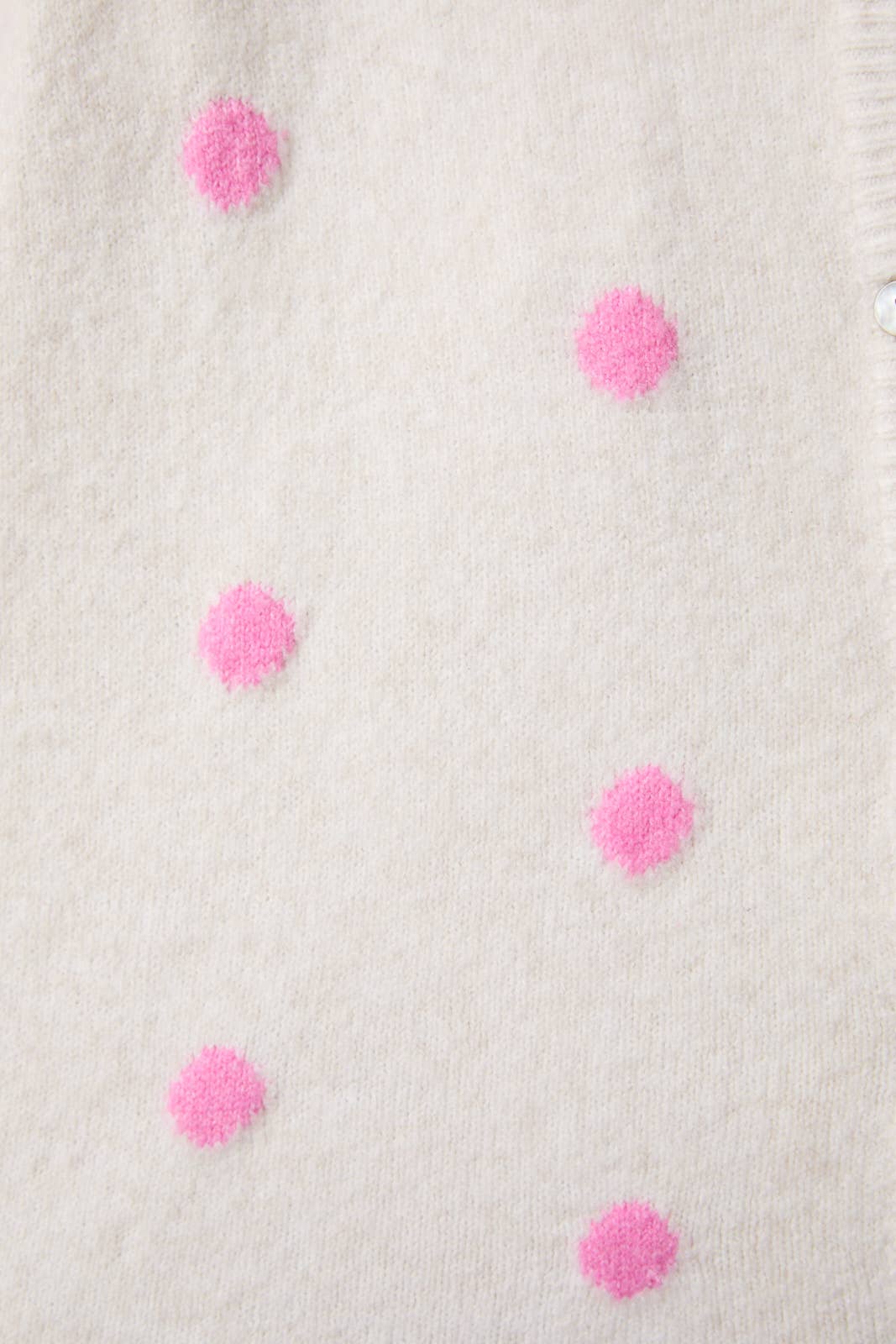 SHORT SLEEVE CREW NECK POLKA DOT SWEATER CARDIGAN