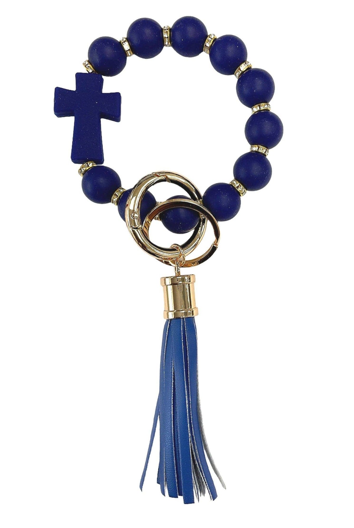 Silicone Beaded Cross Keychain Bracelet