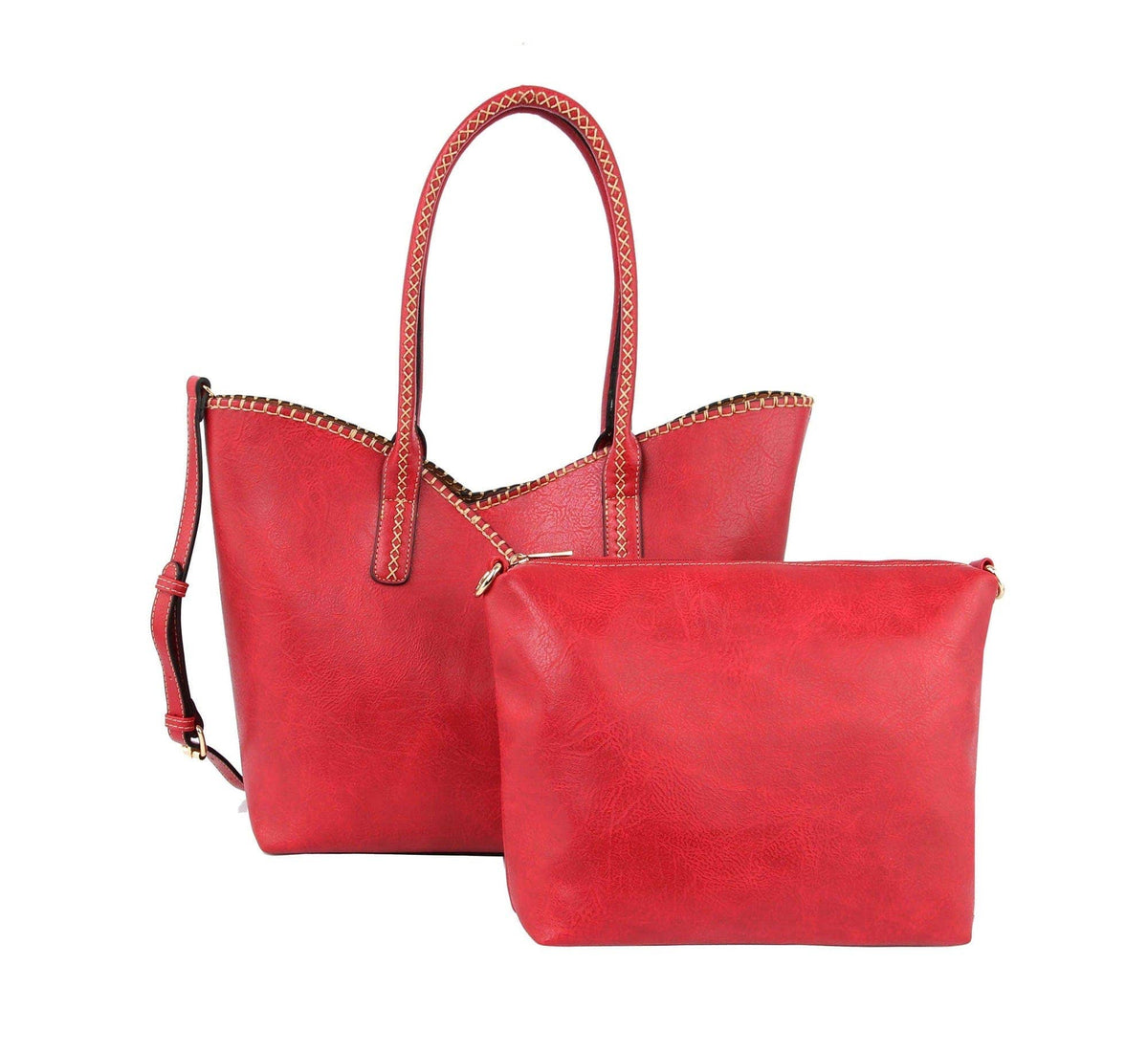 Stitch Trim Detail Shoulder/Tote Set Bag