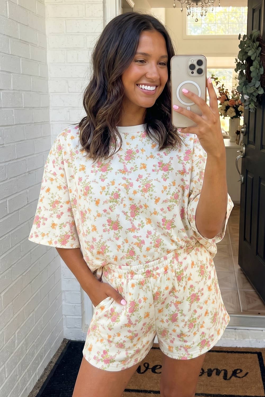 LAS Floral Oversized Tee and Shorts Set