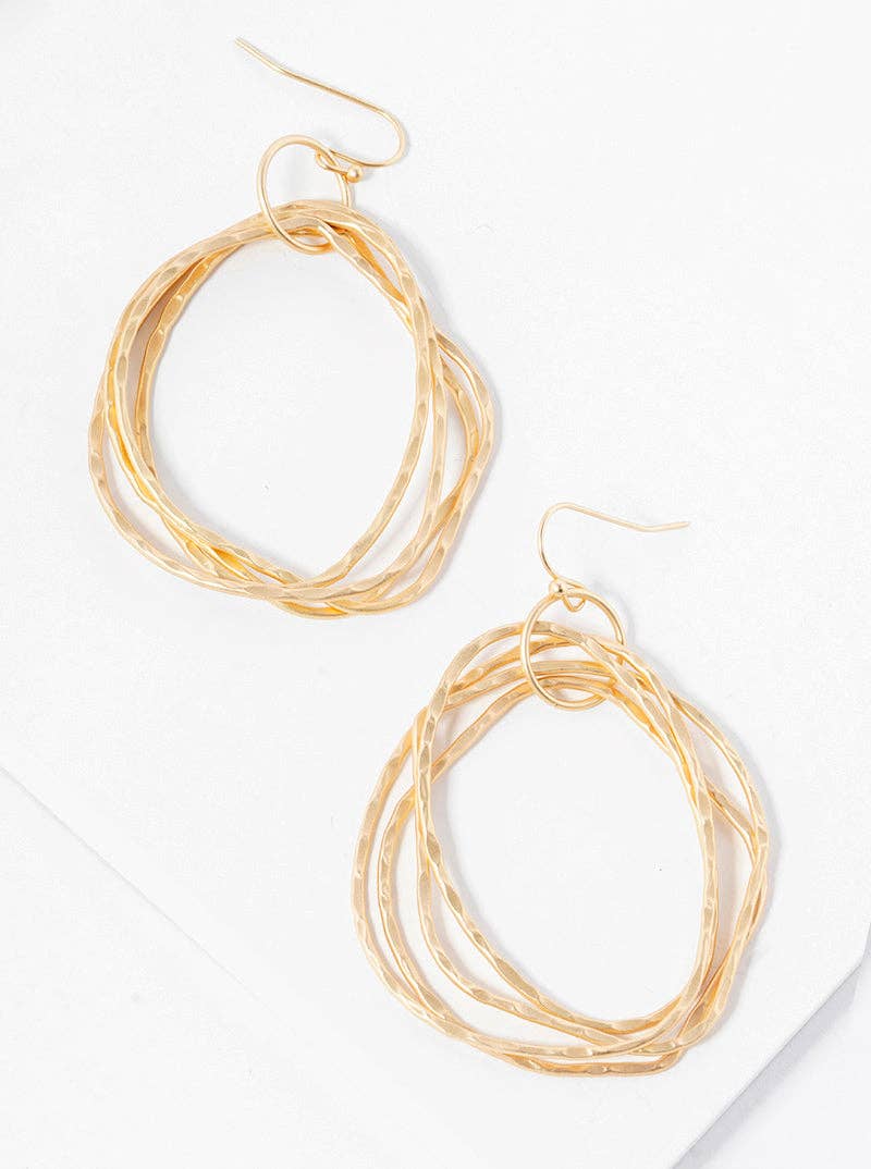 Sculpted Circles Hammered Drop Earrings