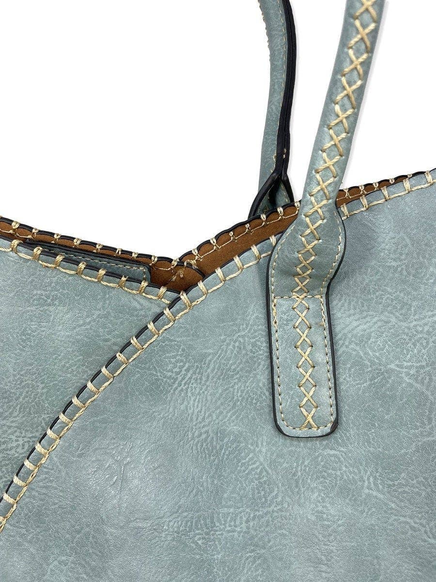Stitch Trim Detail Shoulder/Tote Set Bag