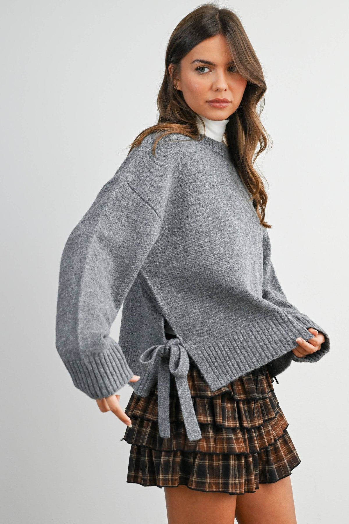 Tie Split-Hem Crewneck Long Sleeve Top - BMW7900