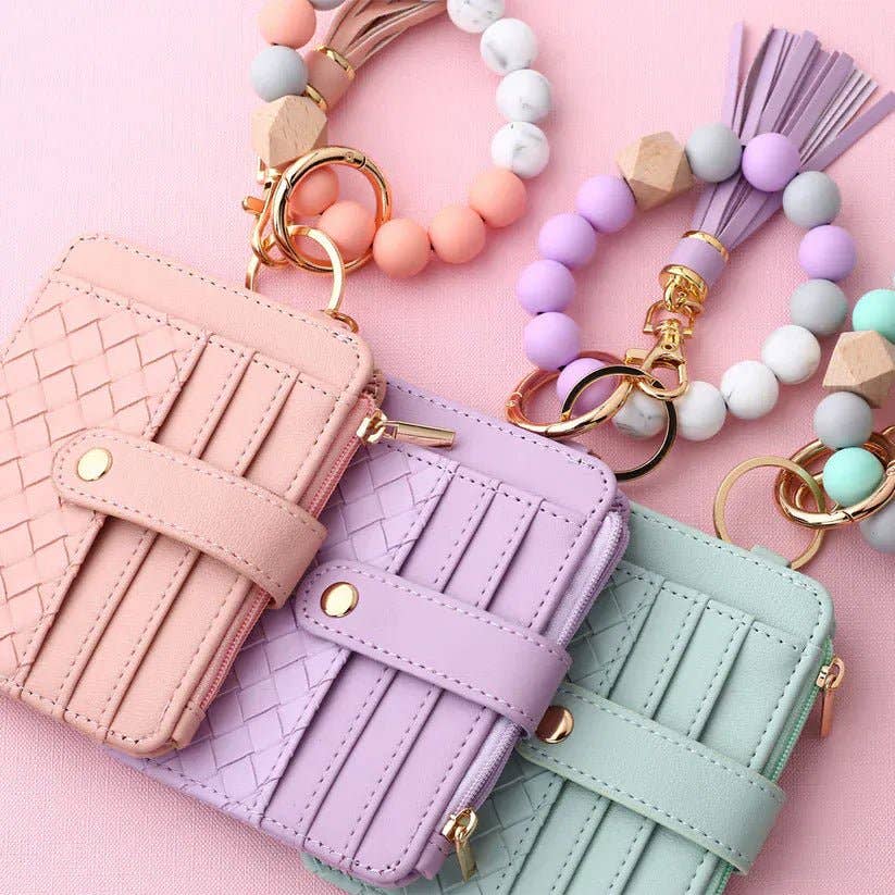 Nina Quilted Beaded Keychain Bracelet Wallet