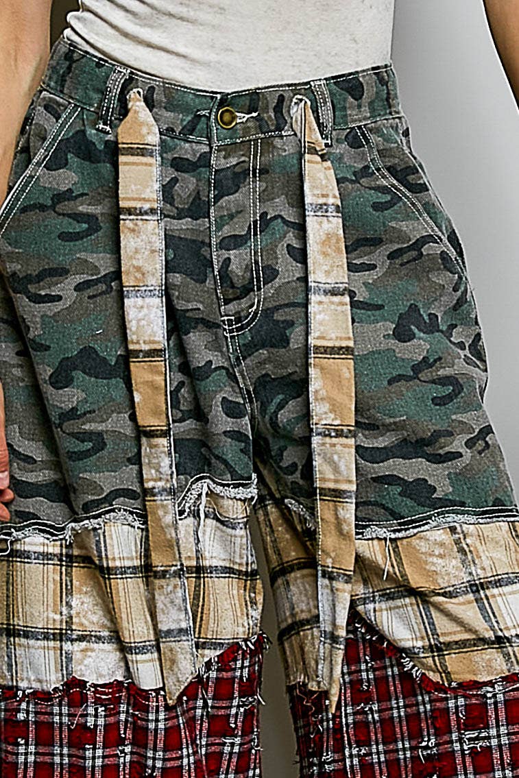 Asymmetrical Patchwork Twill Pants