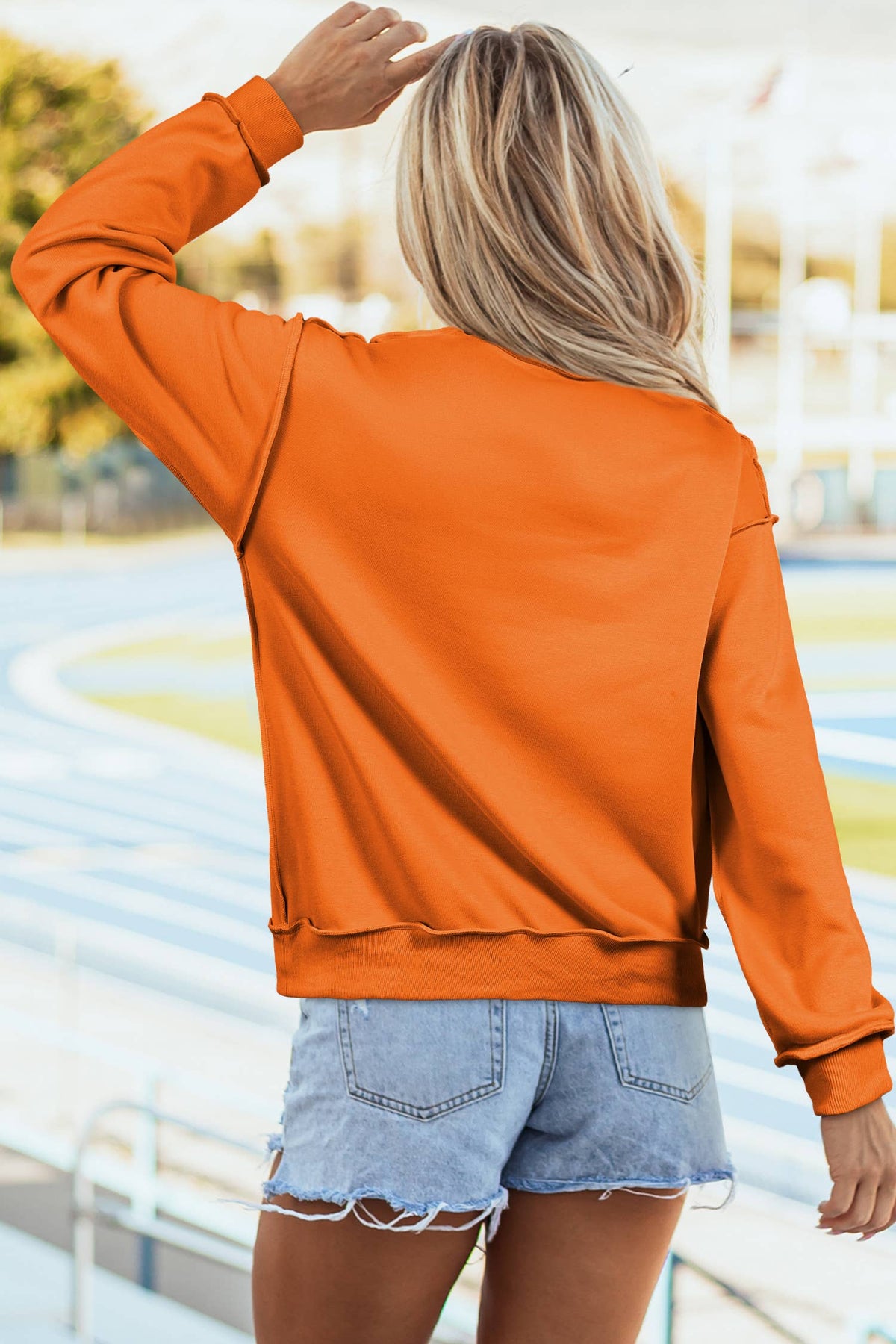 Reversible Mock Neck Drop Shoulder Sweatshirt