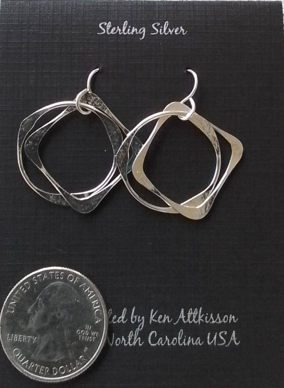 Sterling Silver Large Thick Square & Circles Together
