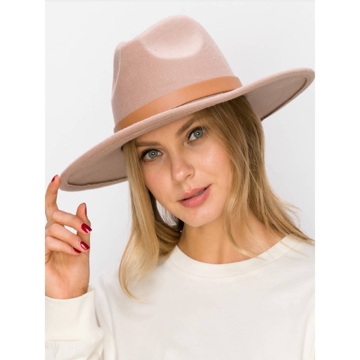 Structured Wide Brim Panama Hat in Vegan Felt
