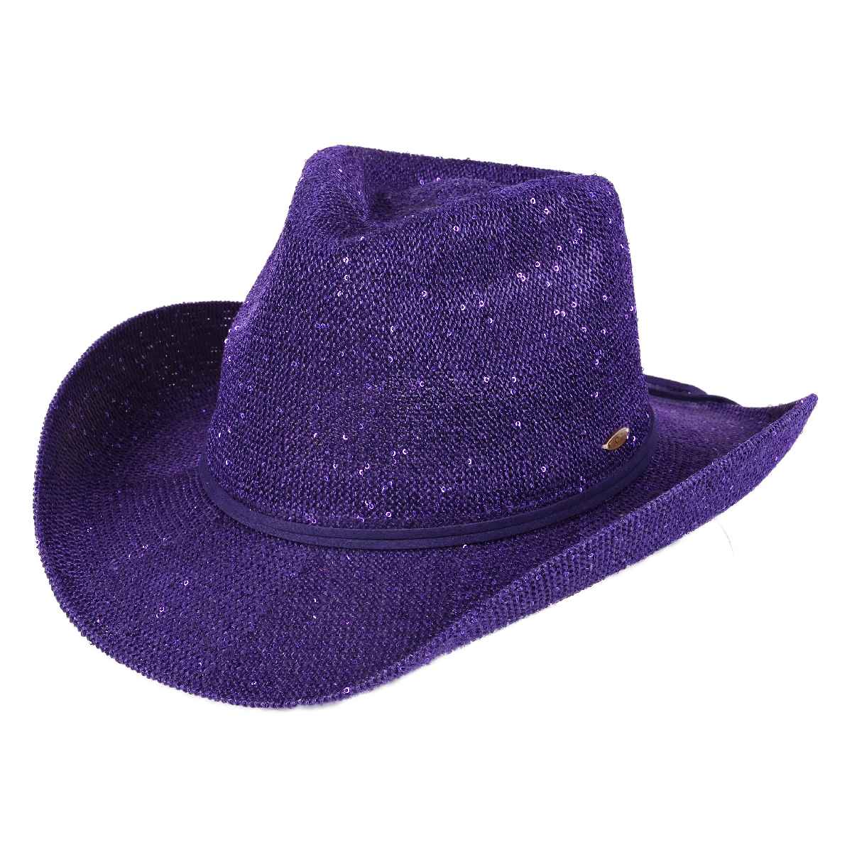 Sequin Cowboy Hat with Suede-Style Band