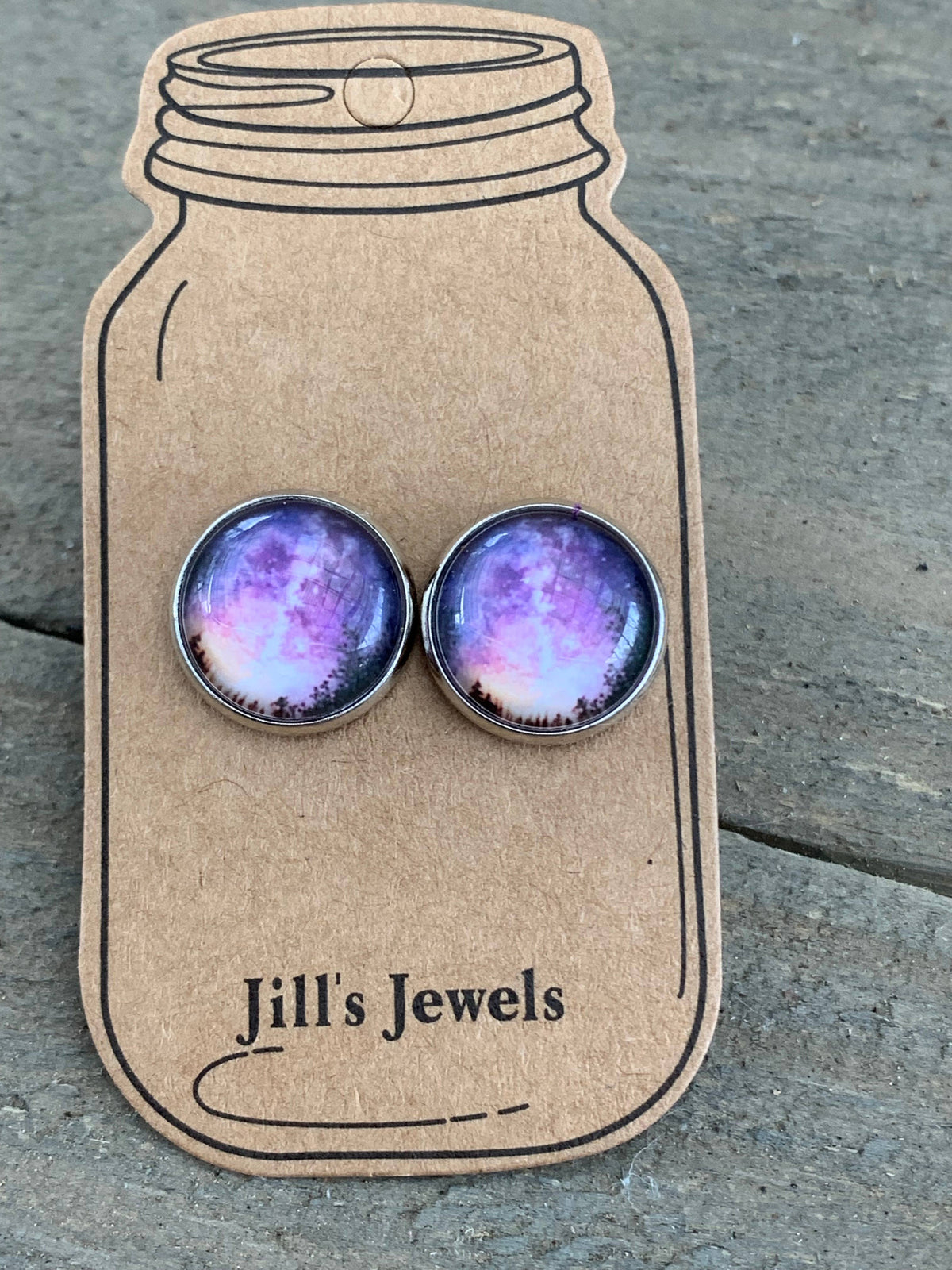 Purple Night Sky Stud Earrings