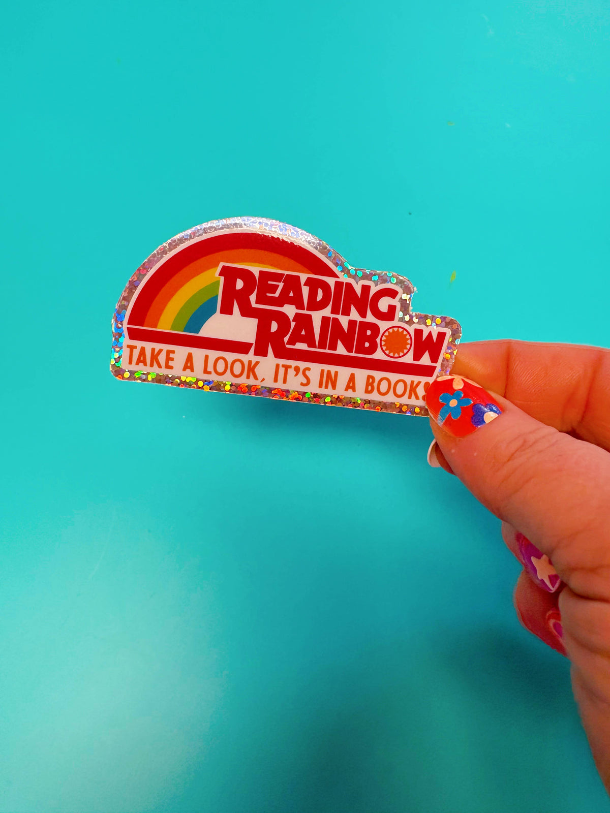 Reading Rainbow Glitter Vinyl Sticker