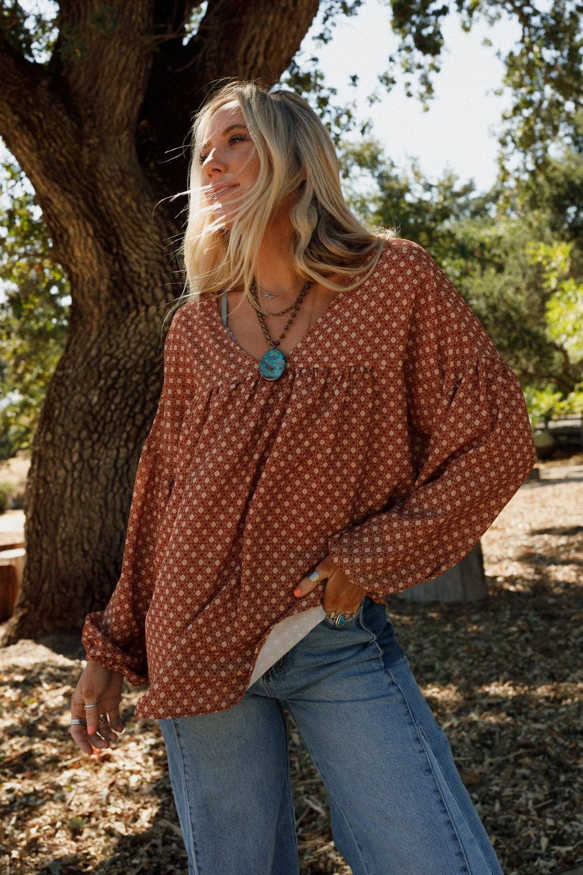 Kendrix Printed Top - Ginger
