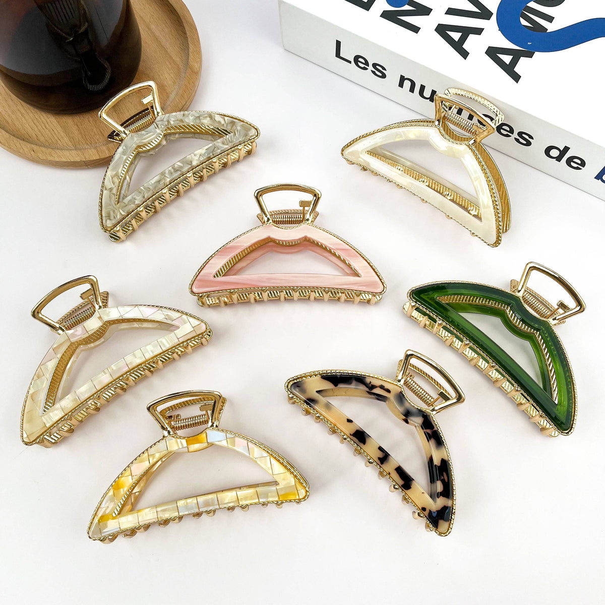 Acetate Metal Half Circle Hair Claw Clip
