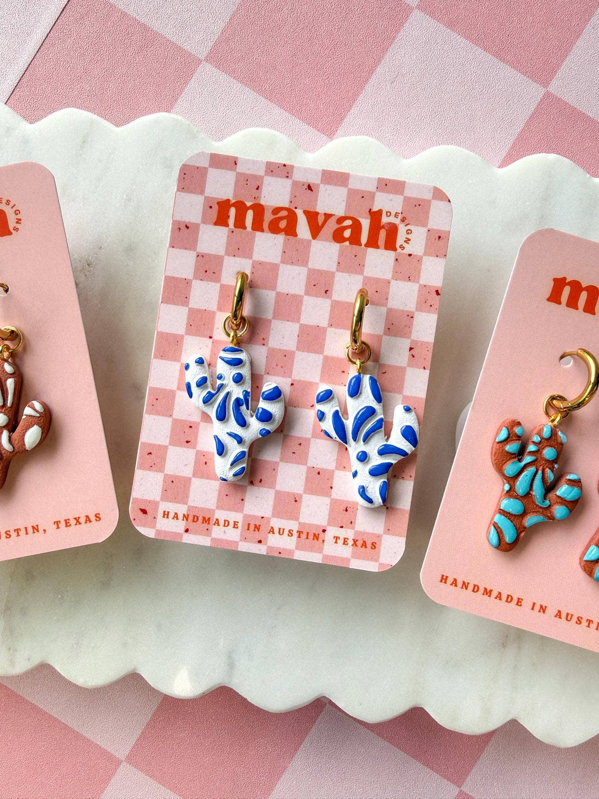 Talavera Inspired Cactus Dangles