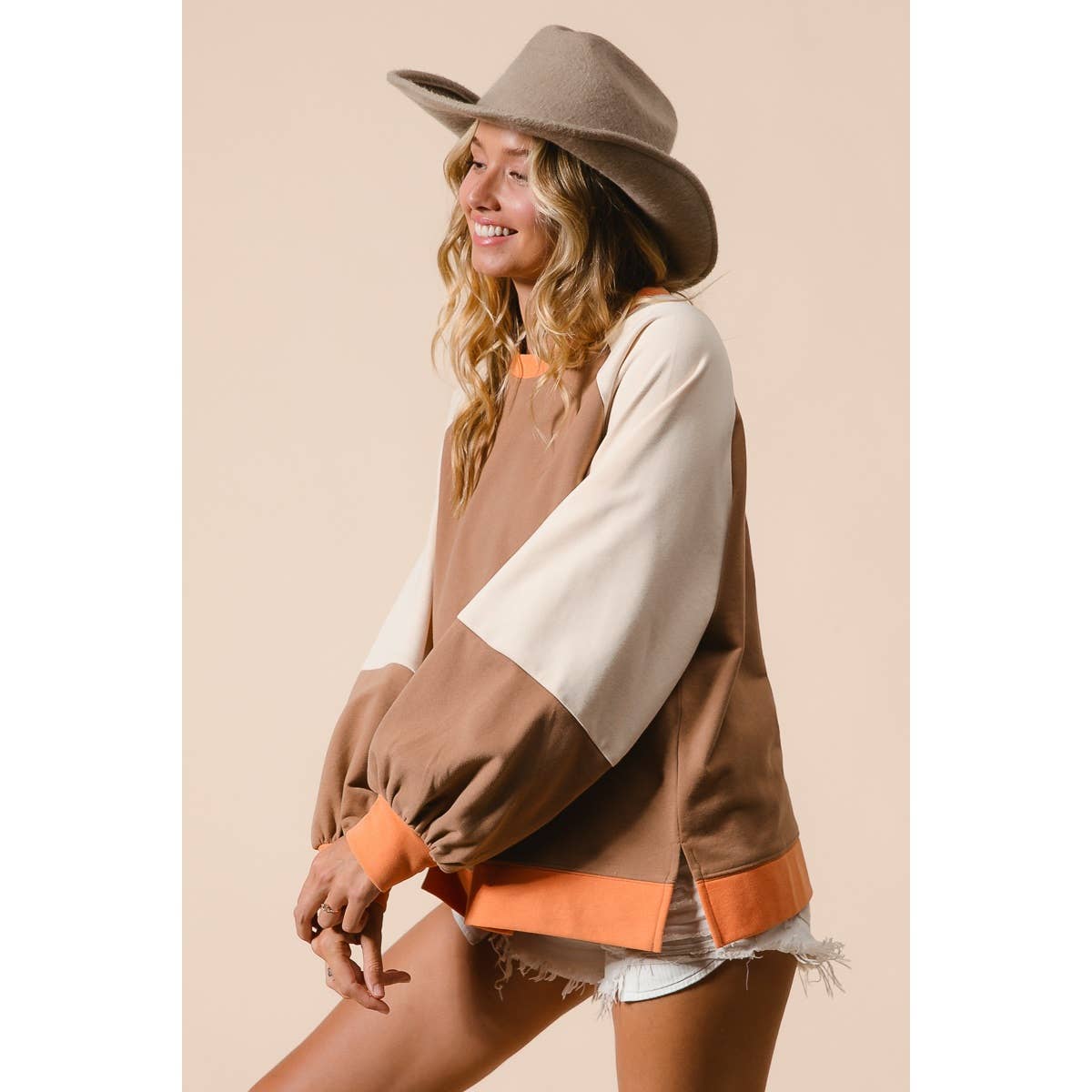 French Terry Color Block Top