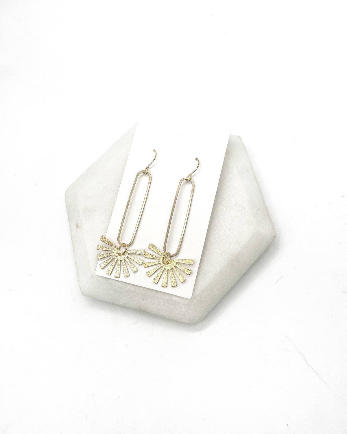 Gold Burst Long Drop Metal Statement Earrings