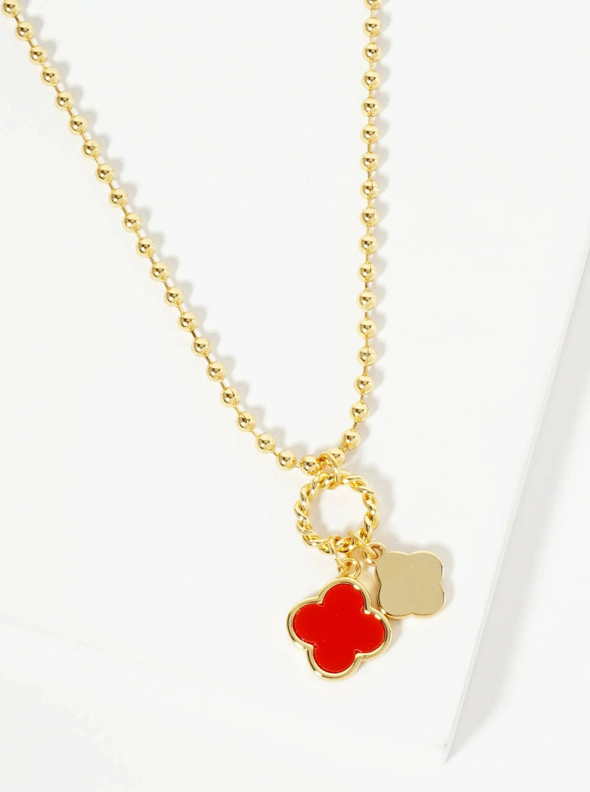 Lucky Double Quatrefoil Ball Chain Necklace