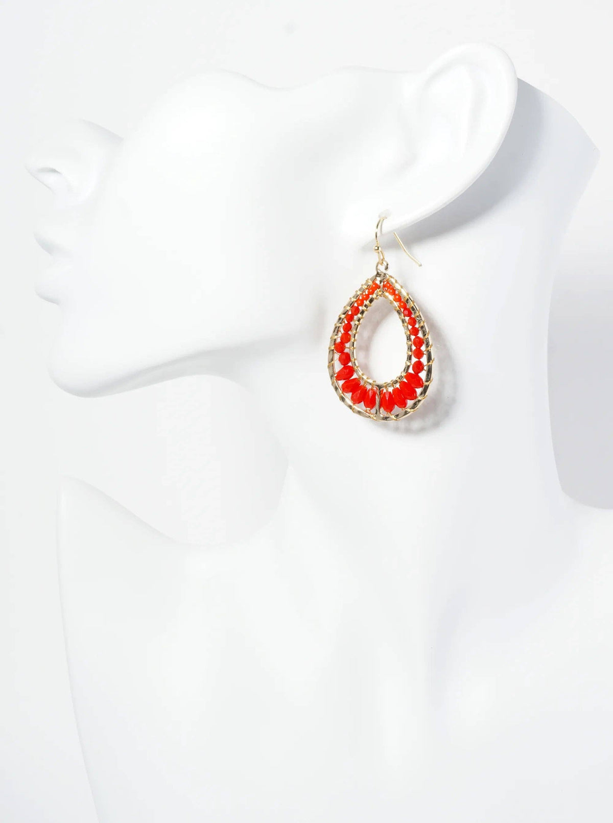 Teal Glass Bead Open Teardrop Earrings