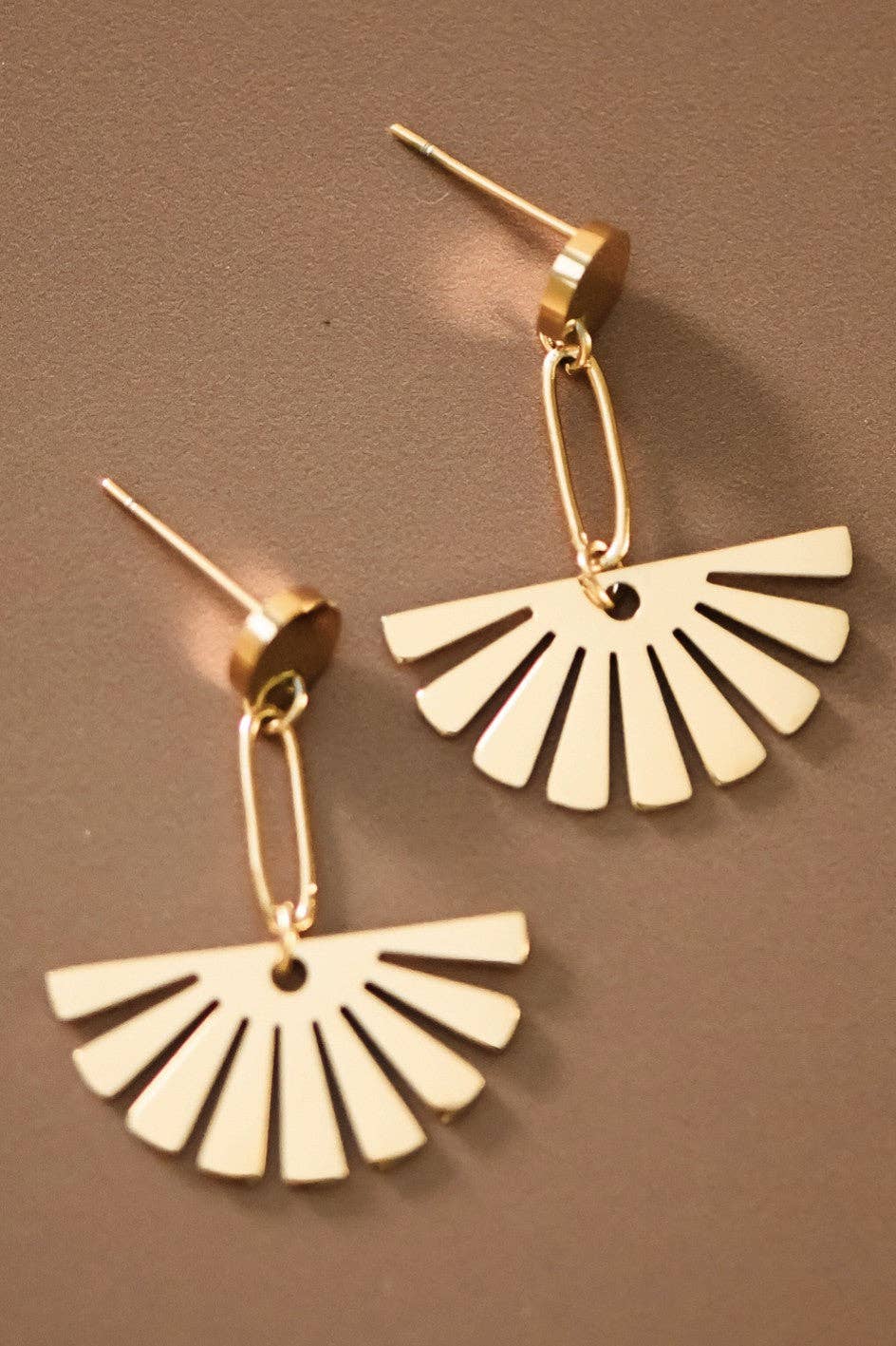 18K Gold PVD Plated Waterproof Stainless Steel Drop Earrings - 7527