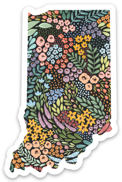 Indiana State Floral Sticker 3x2in.