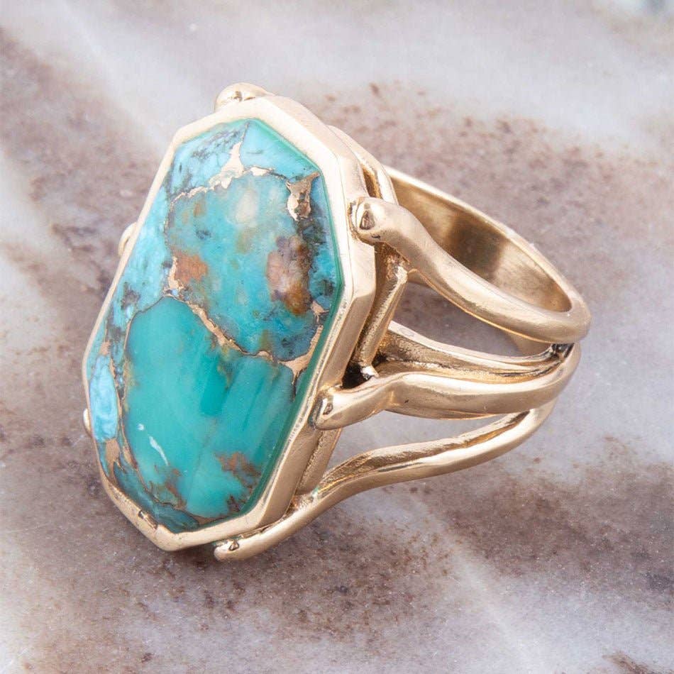 Dolce Teal Turquoise Matrix Ring
