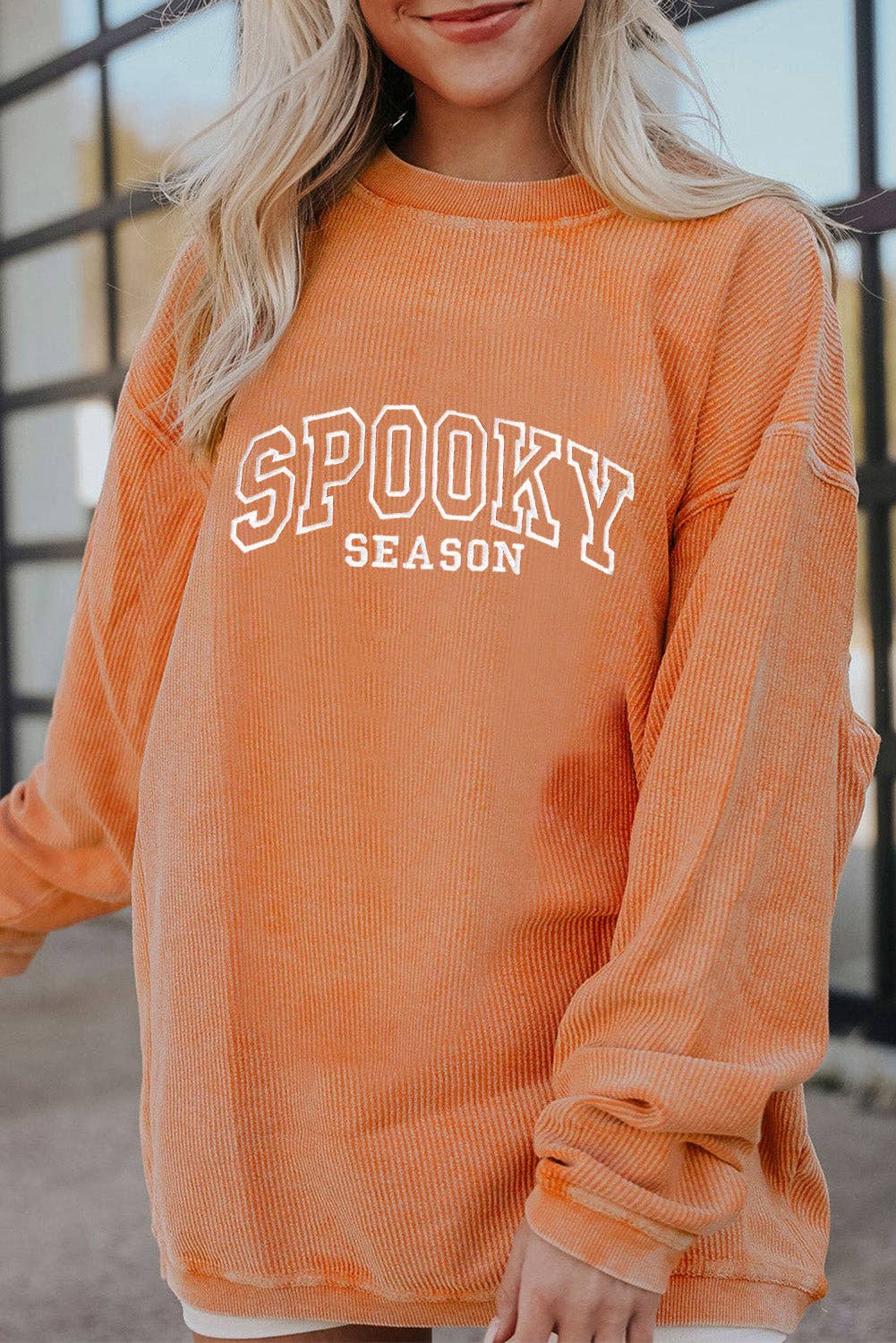 Spooky Season Embroidered Ribbed Tunic Sweatshirt