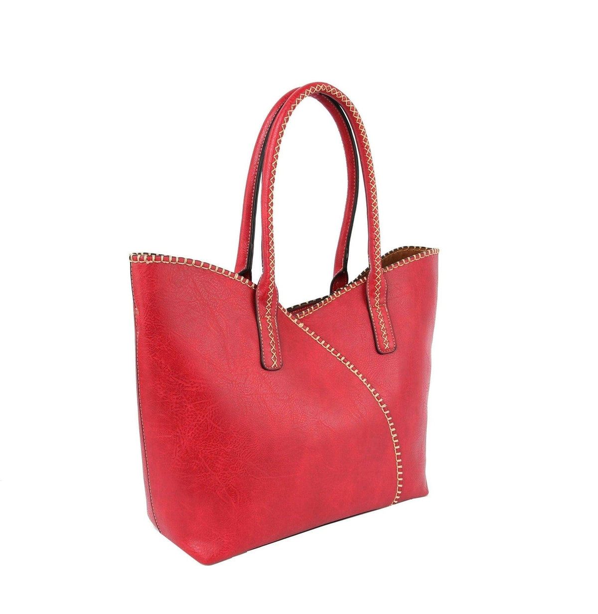Stitch Trim Detail Shoulder/Tote Set Bag