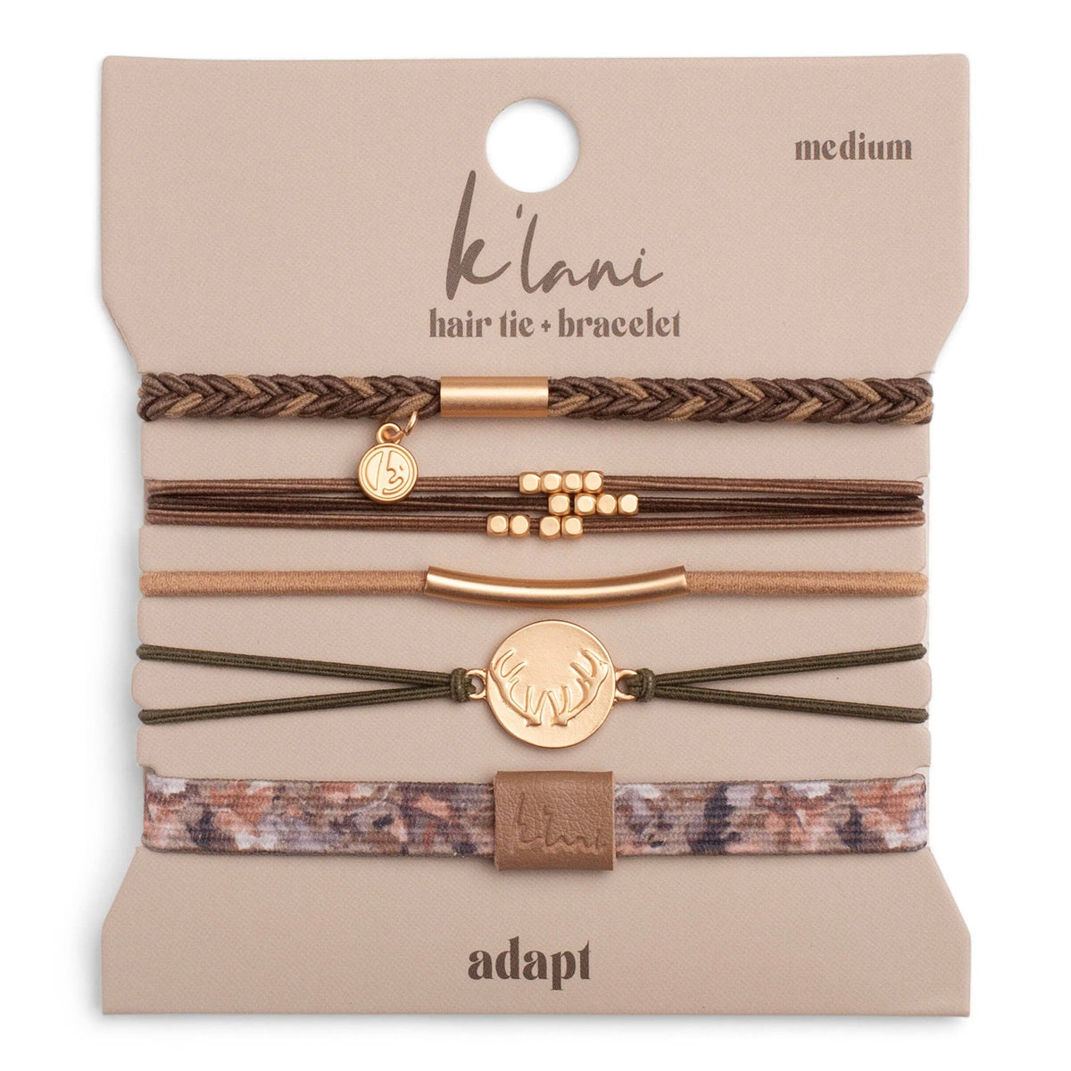 "Adapt" Camouflage with Antler Charm Hair Tie Bracelets