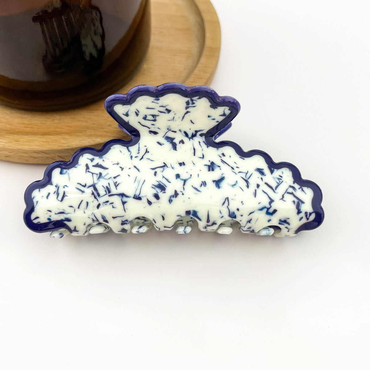 Wavy Edge Acetate Hair Claw Clip, Stylish Marble Design