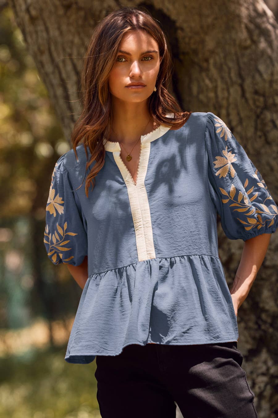 Solid Airflow Peplum Blouse